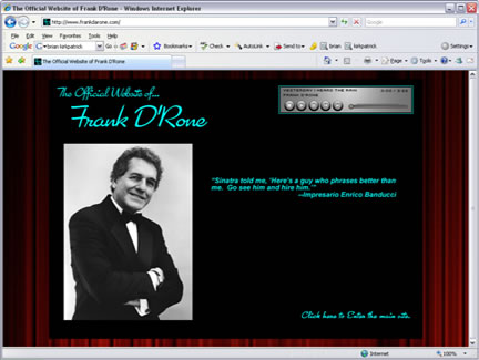 Frank D'Rone Web Site Screen Image.